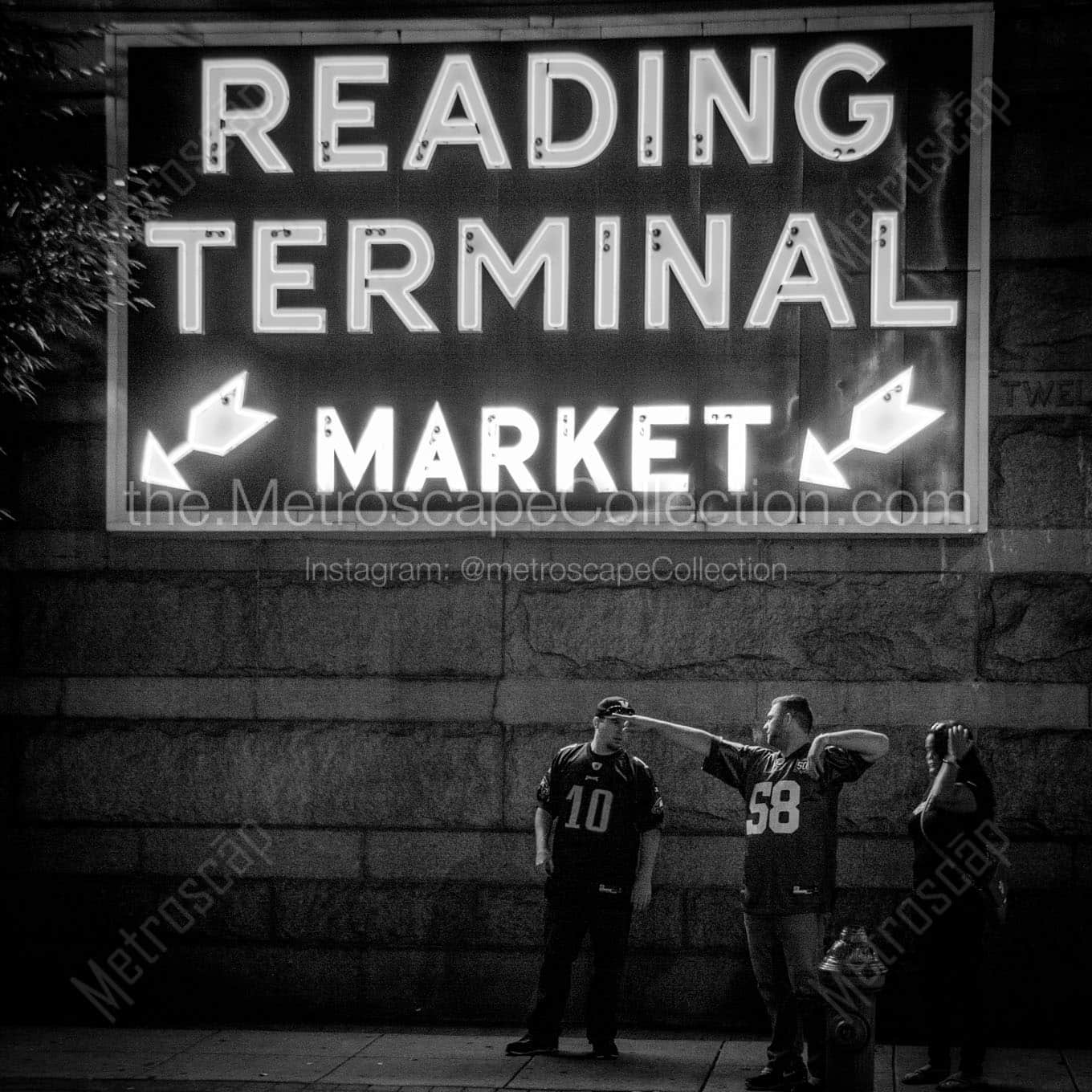 reading terminal market at night Black & White Wall Art