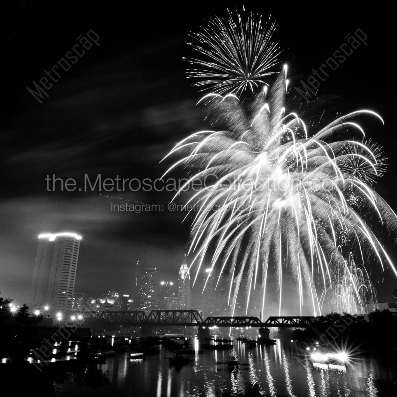 red white boom fireworks 2011 Black & White Wall Art