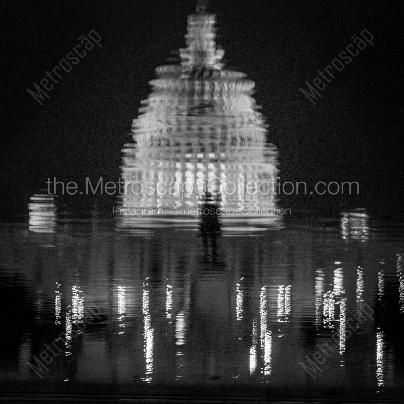 reflection of us capitol dome Black & White Wall Art