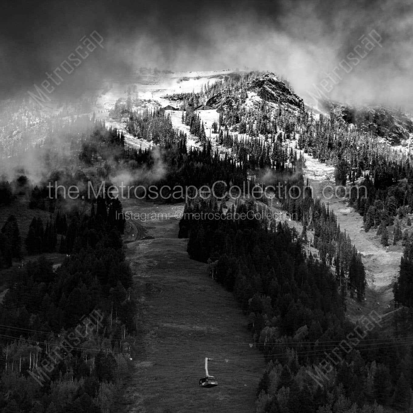 rendezvous mountain tram Black & White Wall Art