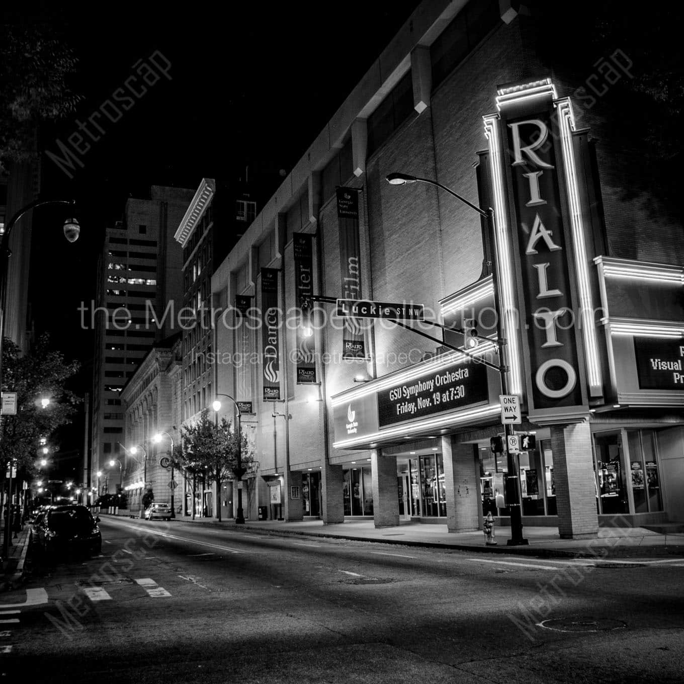 rialto theater Black & White Wall Art