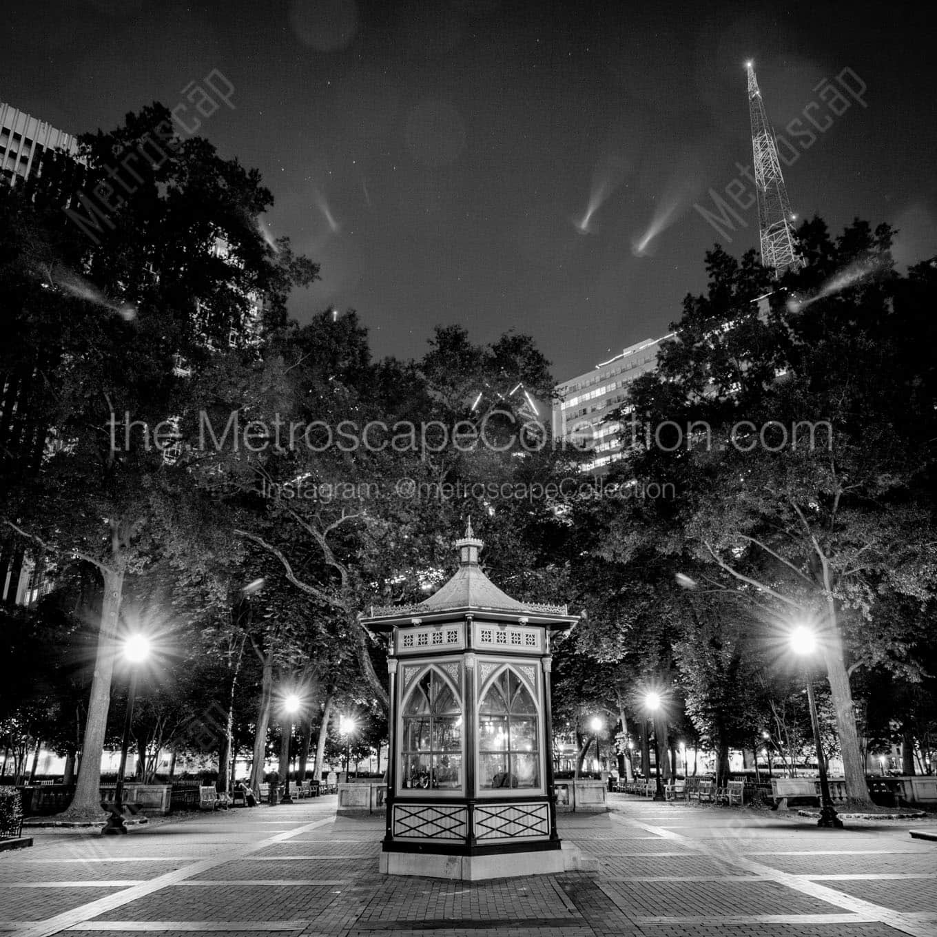 rittenhouse square at night Black & White Wall Art