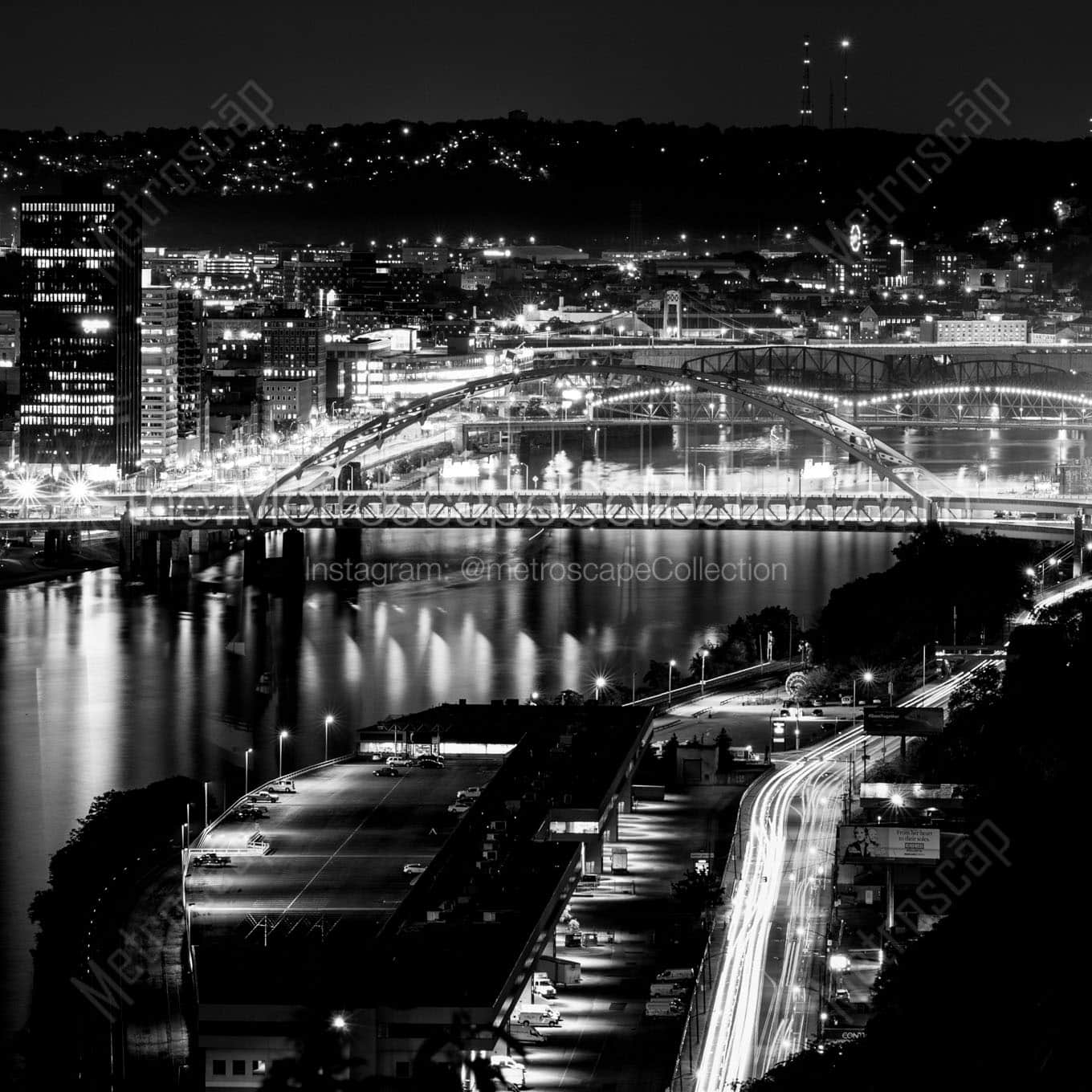 riverside drive along ohio river Black & White Wall Art