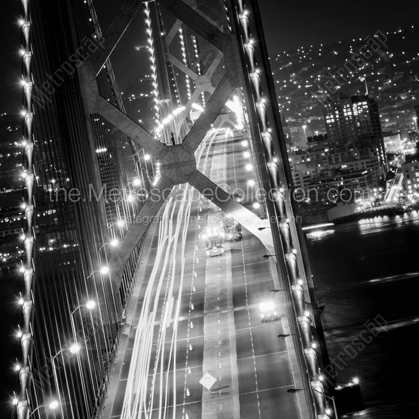 road work sf bay bridge Black & White Wall Art