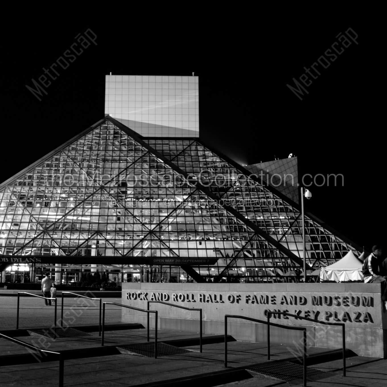 rock and roll hall of fame at night Black & White Wall Art
