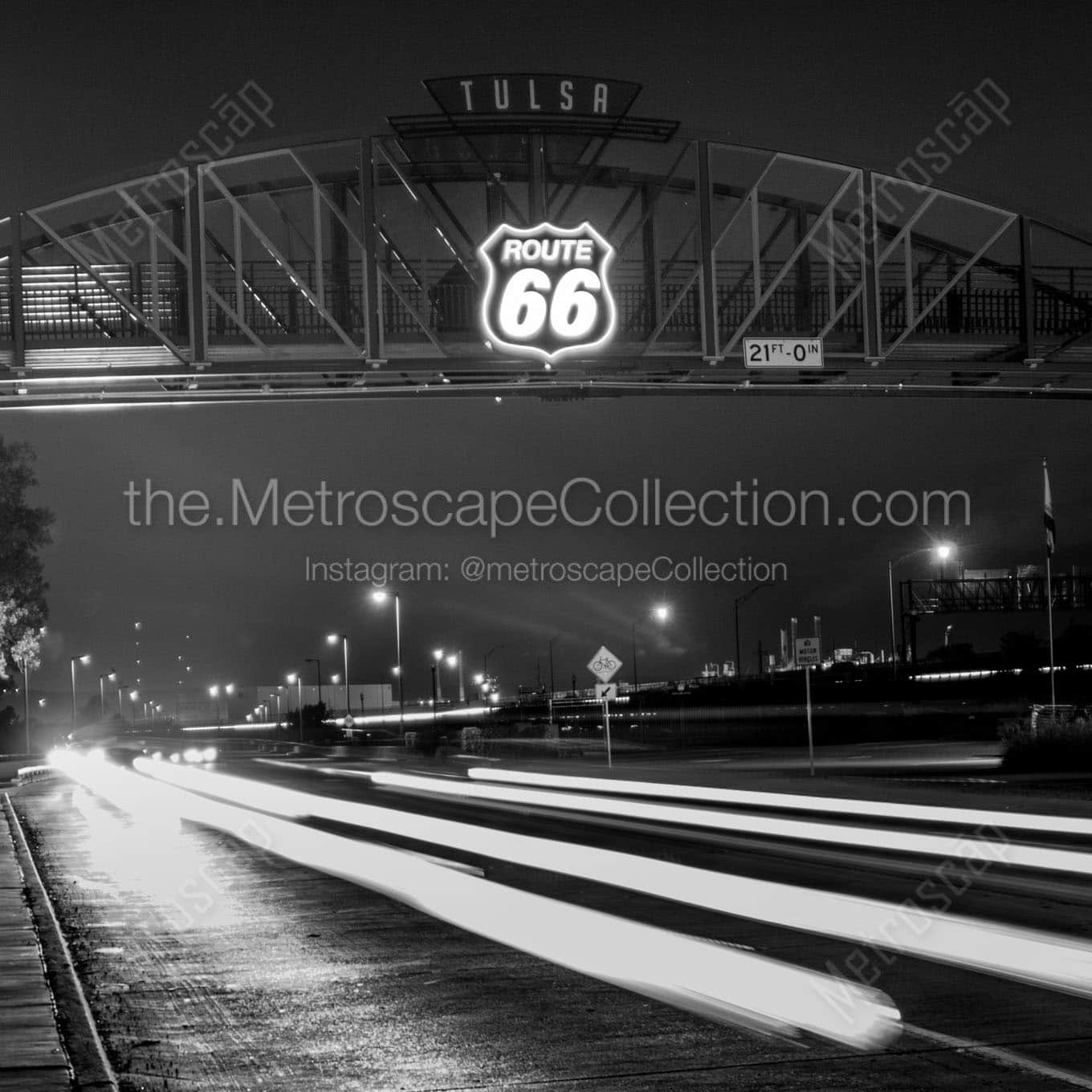 route 66 through tulsa oklahoma Black & White Wall Art