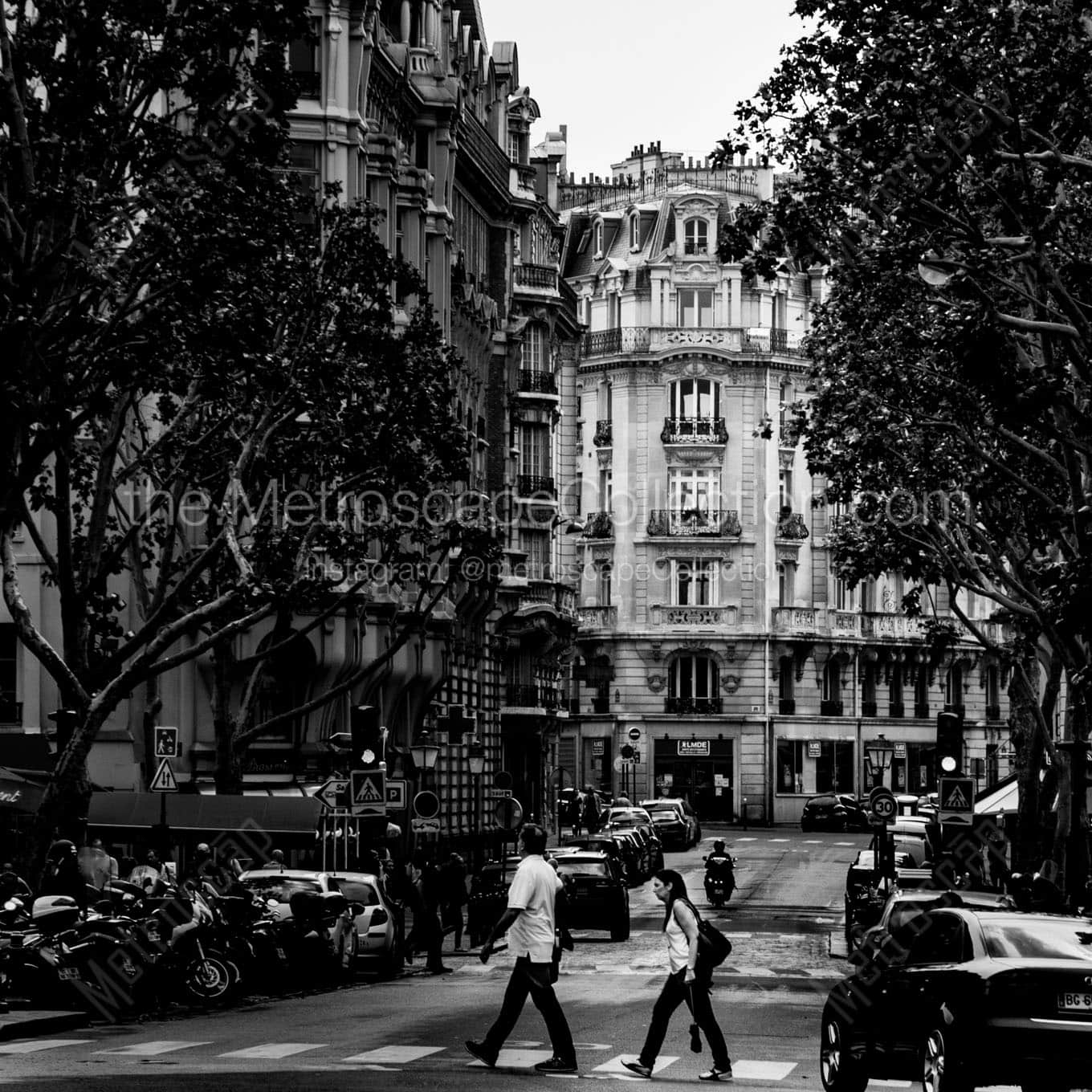 rue danton at saint michel Black & White Wall Art