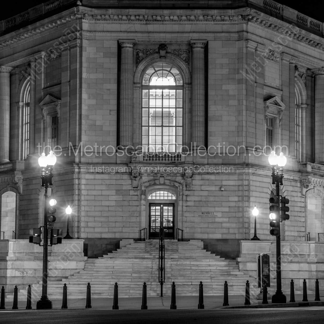 russell senate office building at night Black & White Wall Art