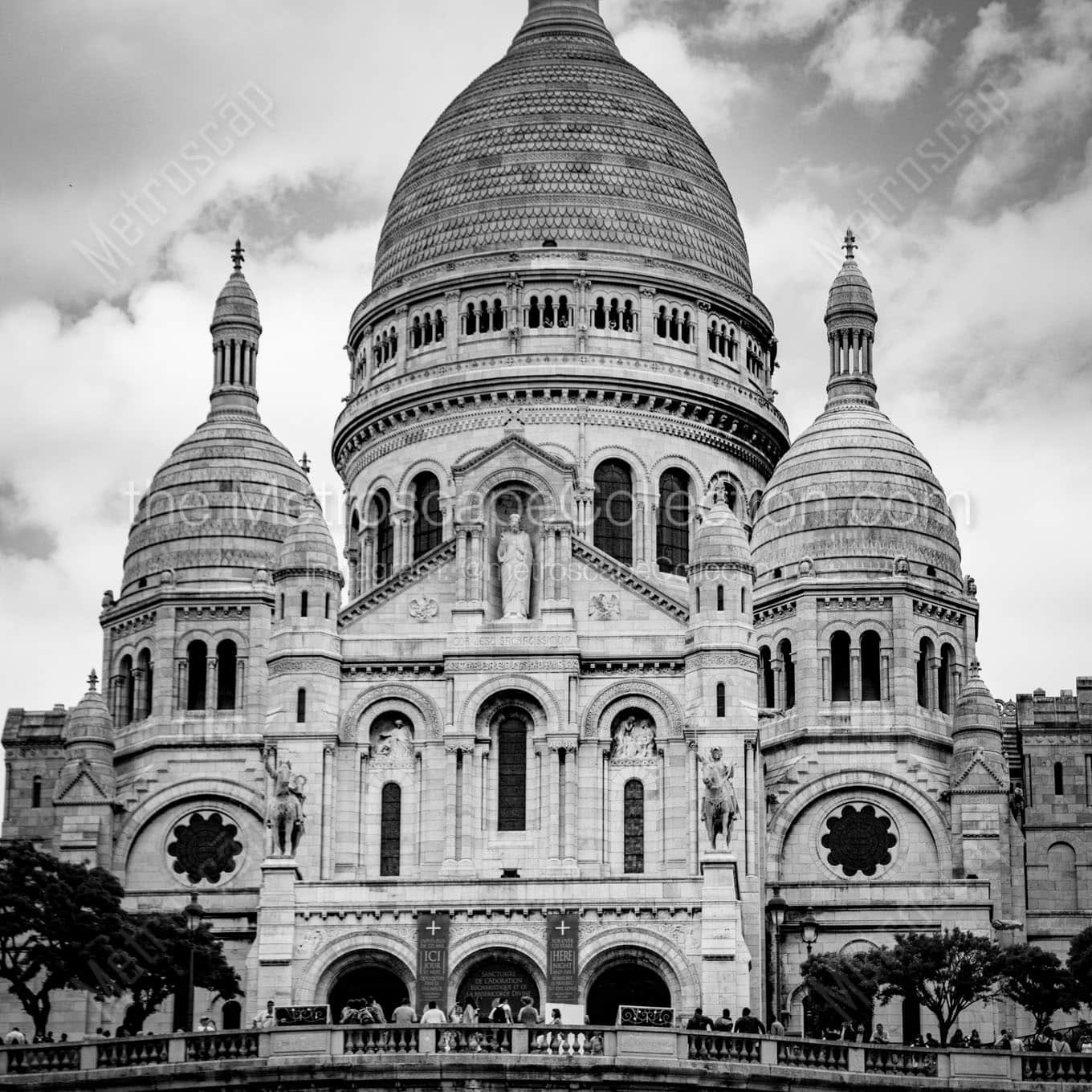 sacre coeur on montmartre Black & White Wall Art