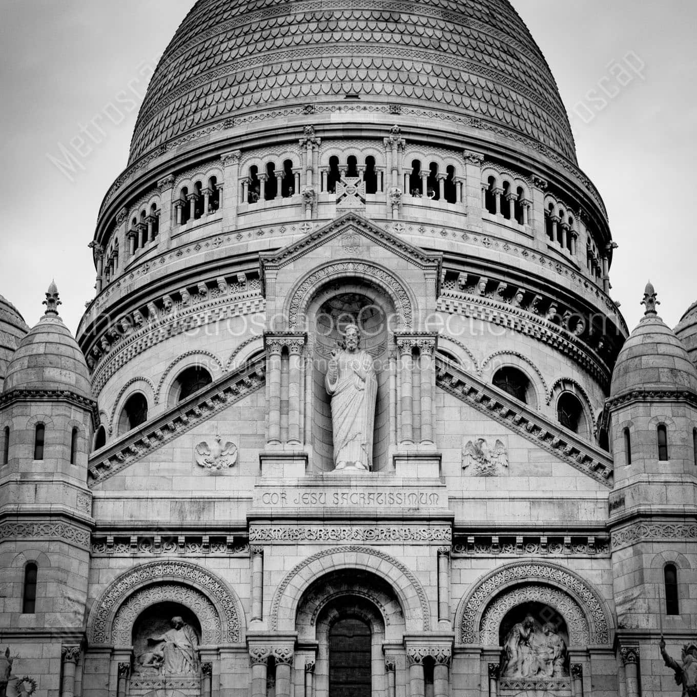 sacre coeur on montmartre Black & White Wall Art