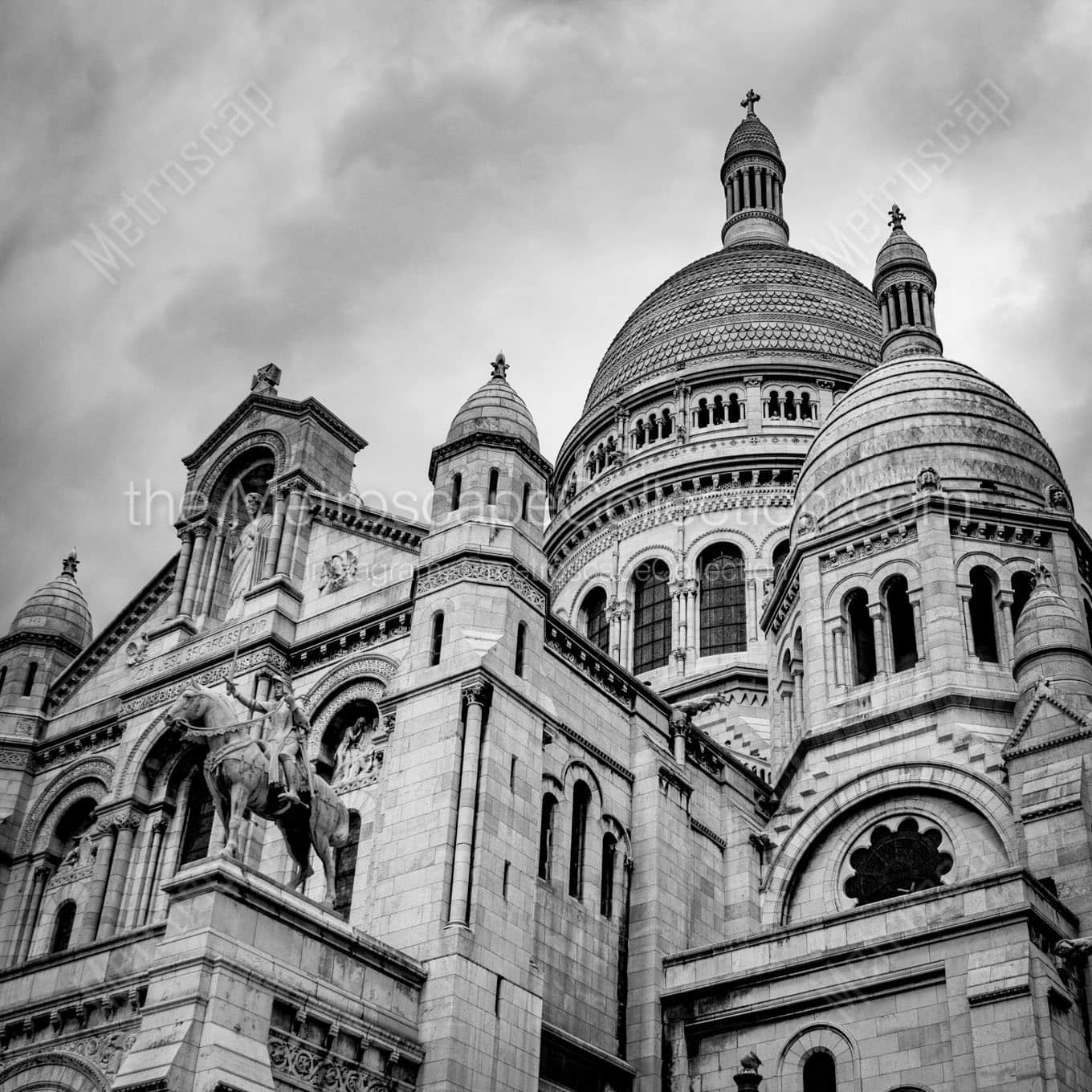 sacre coeur on montmartre Black & White Wall Art