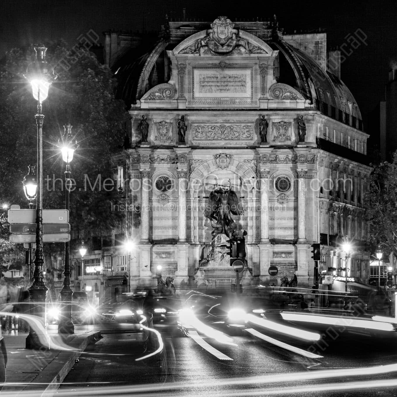 saint michel at night Black & White Wall Art