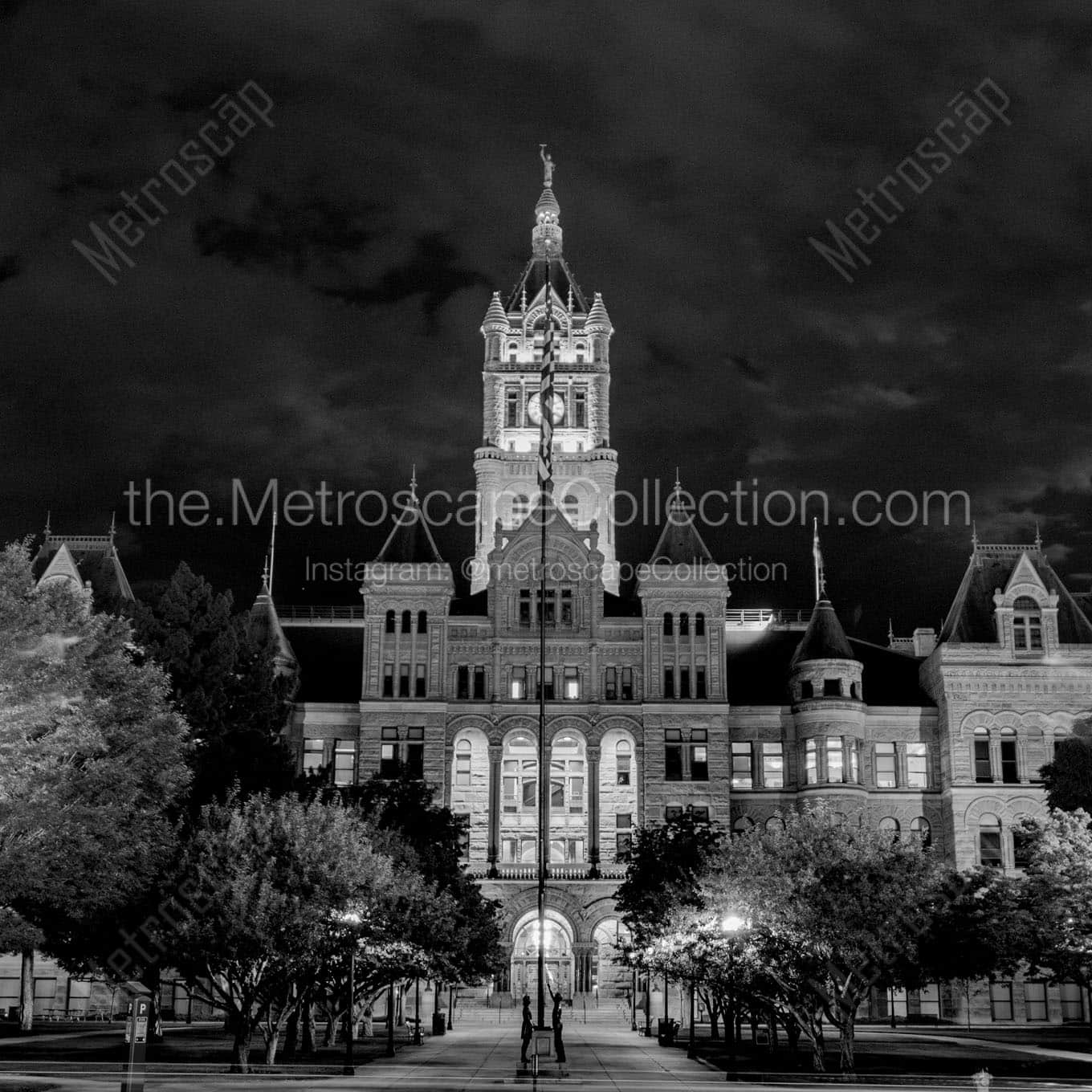 salt lake city hall building at night Black & White Wall Art