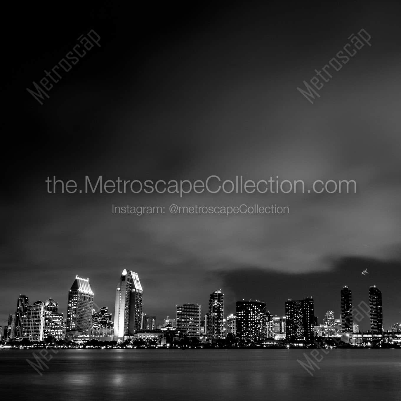 san diego skyline marine fog layer Black & White Wall Art