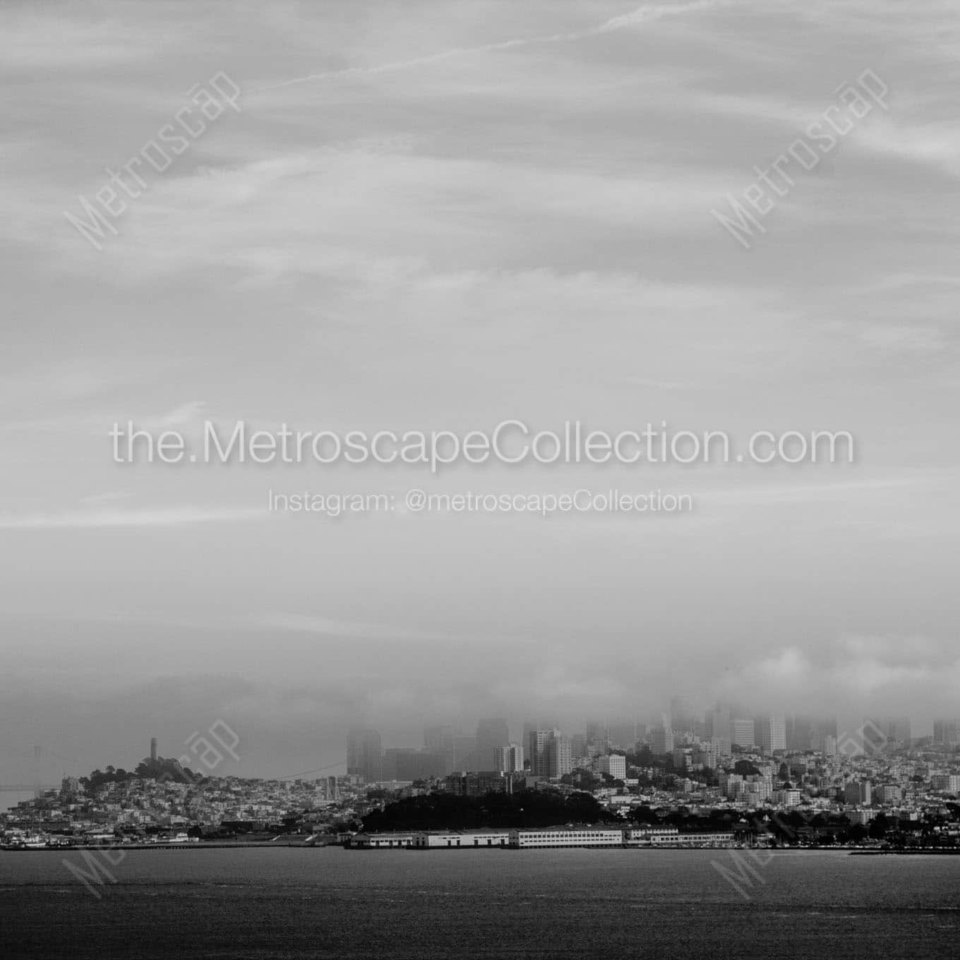 san francisco afternoon fog Black & White Wall Art