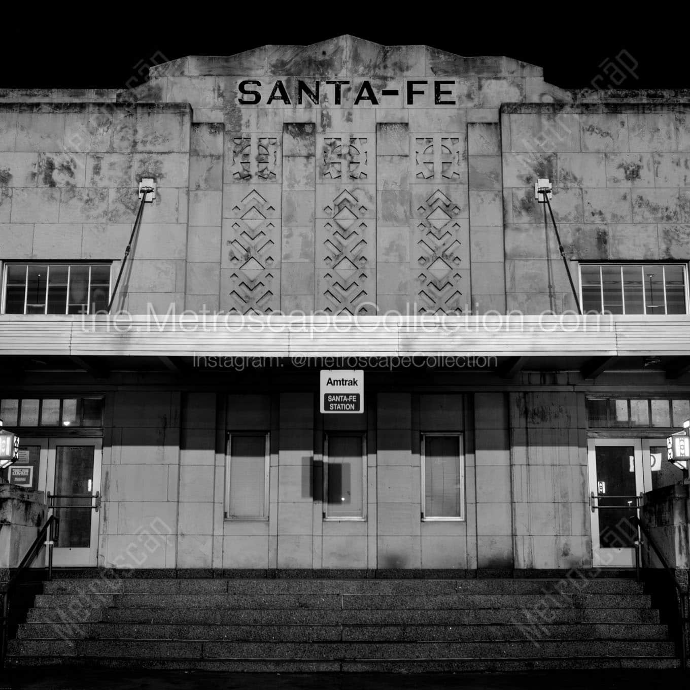 santa fe amtrak station downtown okc Black & White Wall Art