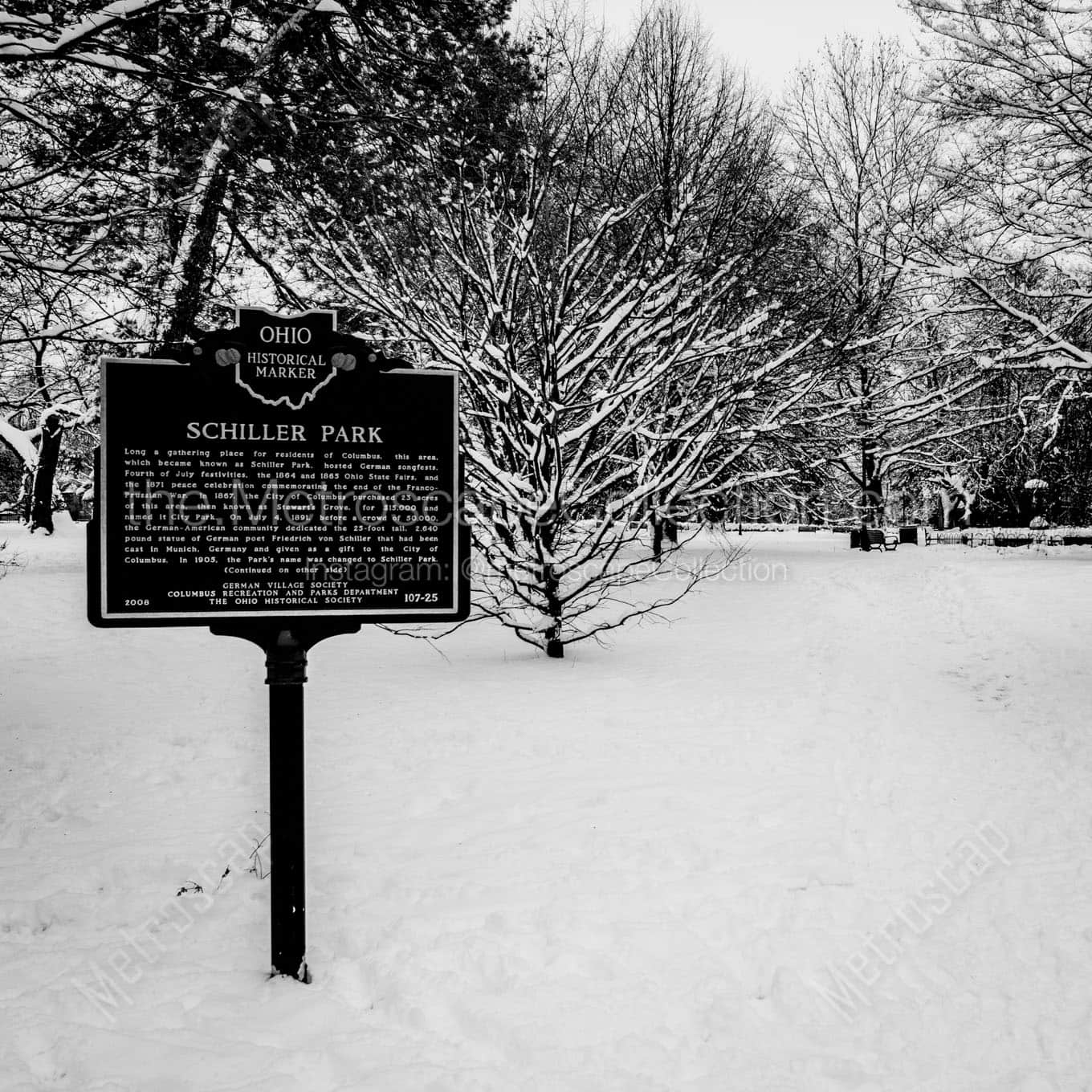 schiller park historical marker Black & White Wall Art