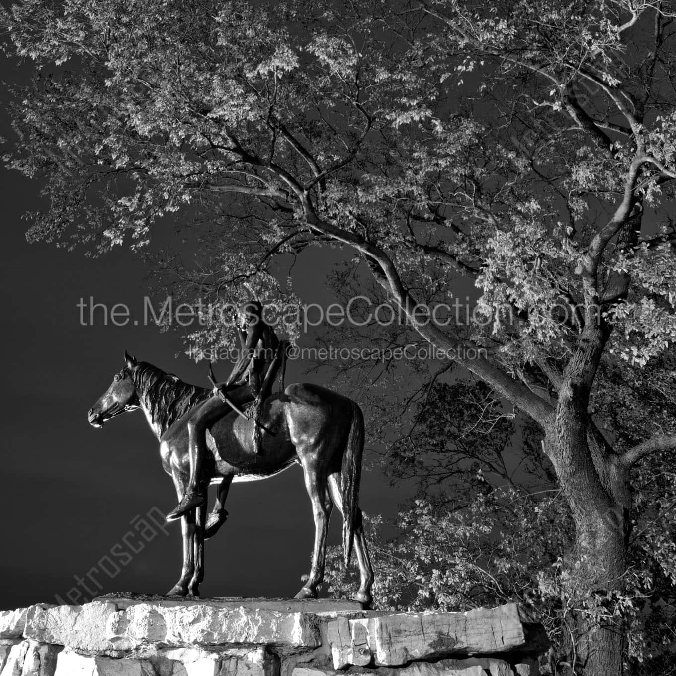 scout statue penn valley park Black & White Wall Art