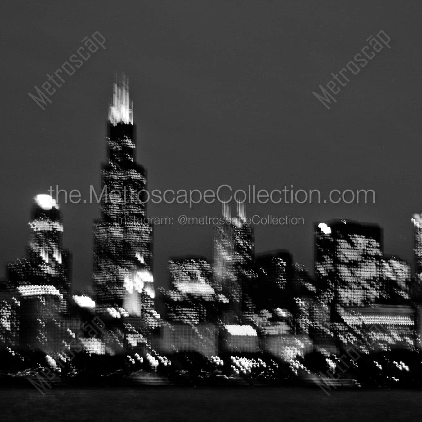 sears willis tower purposefully blurry Black & White Wall Art