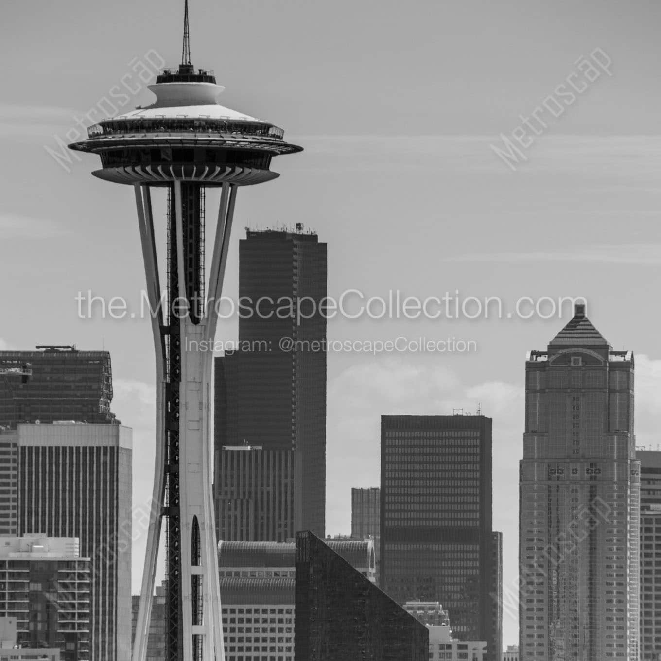 seattle skyline Black & White Wall Art