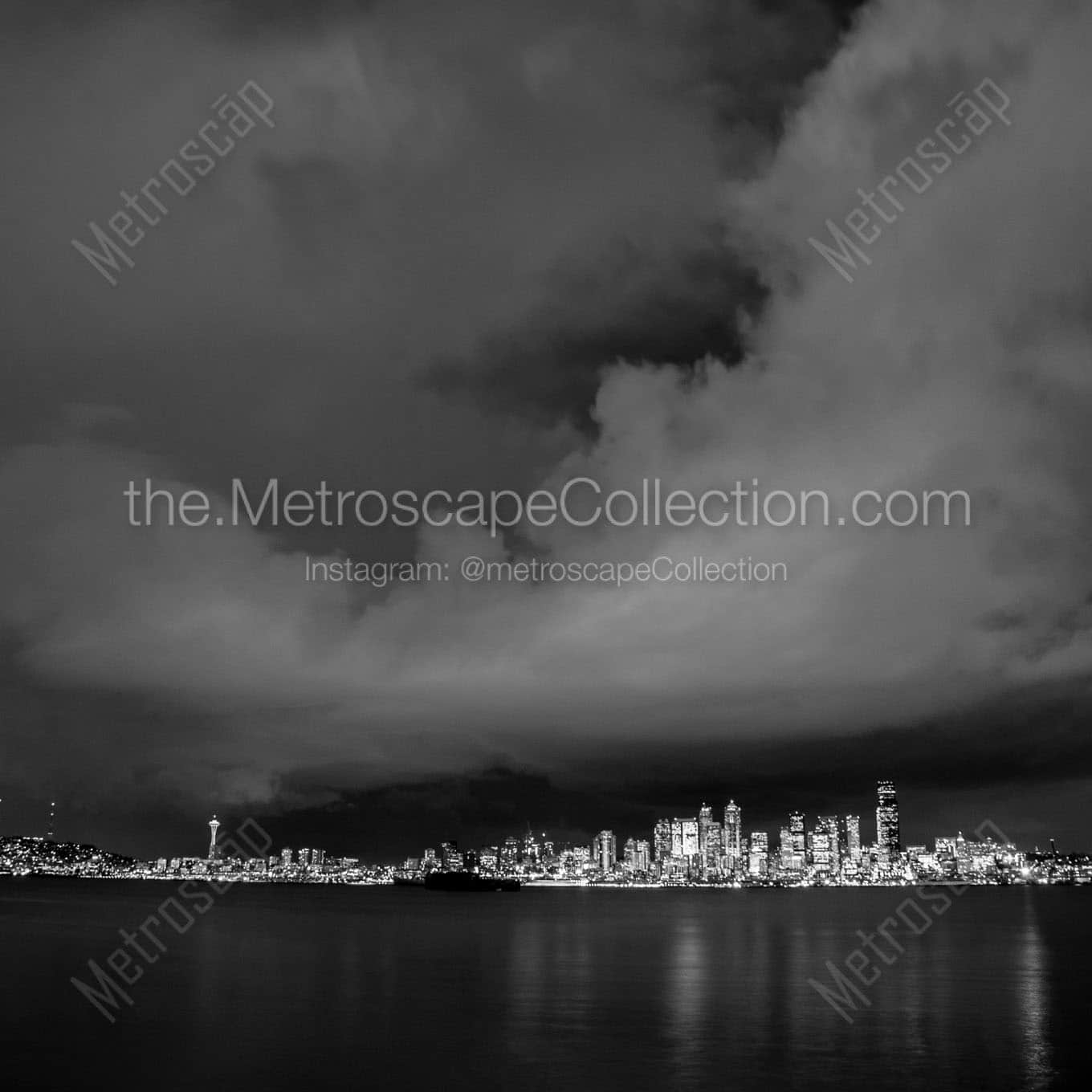 seattle skyline seacrest marina park Black & White Wall Art