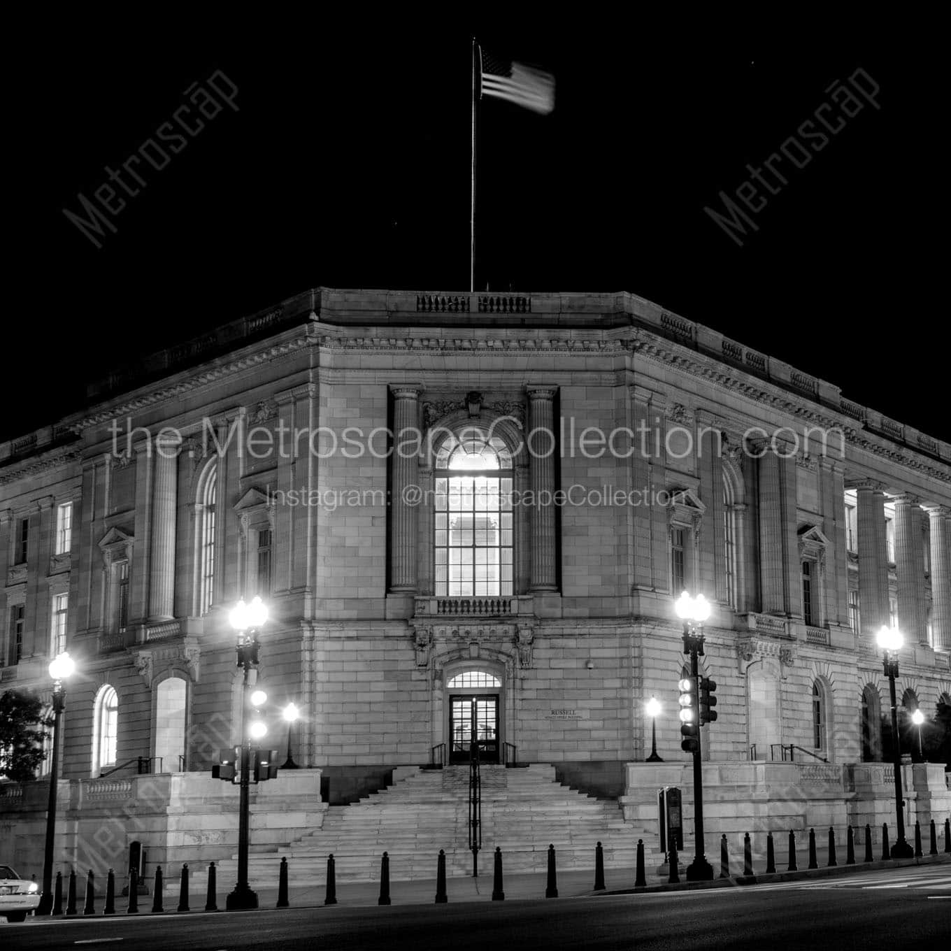senate russell office building at night Black & White Wall Art