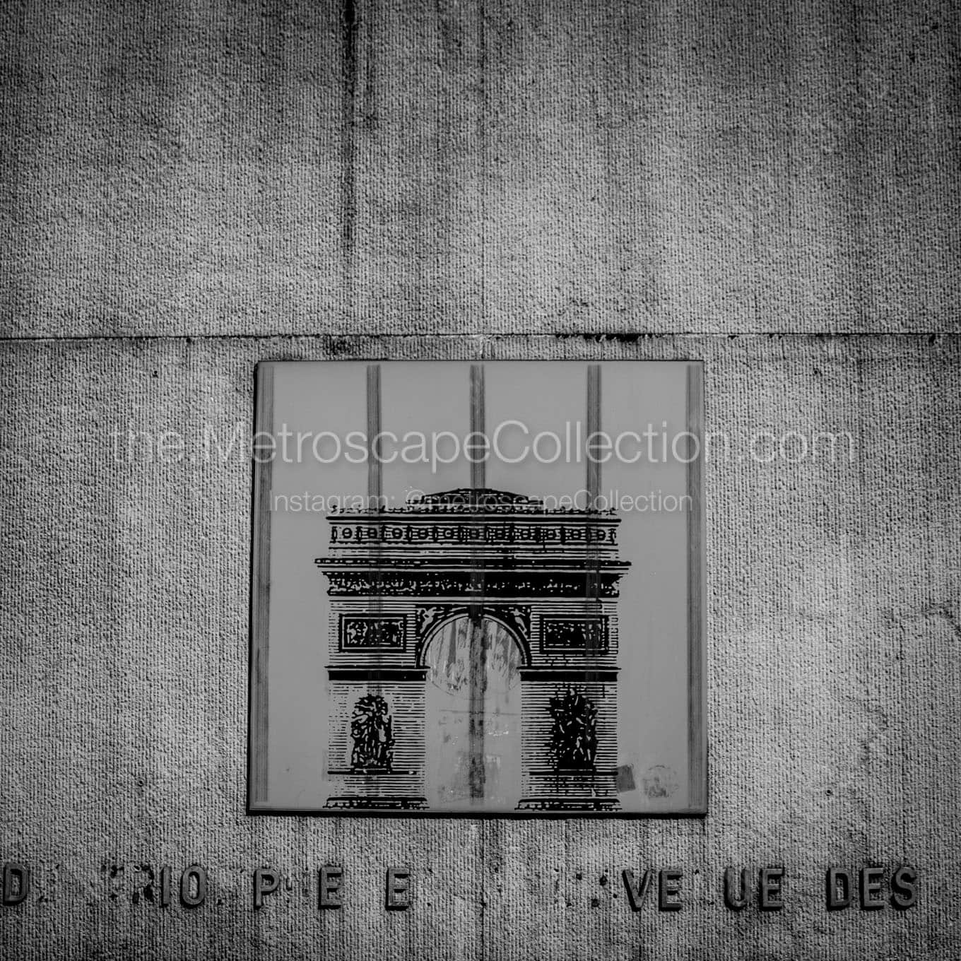 sign above arc de triomphe tunnel Black & White Wall Art