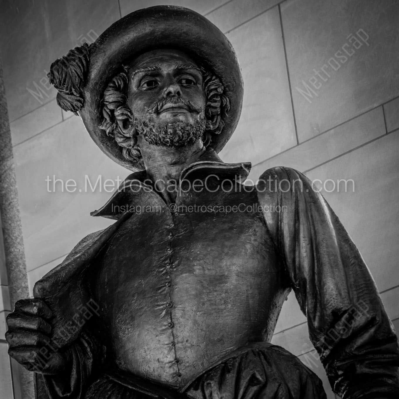 sir walter raleigh statue Black & White Wall Art