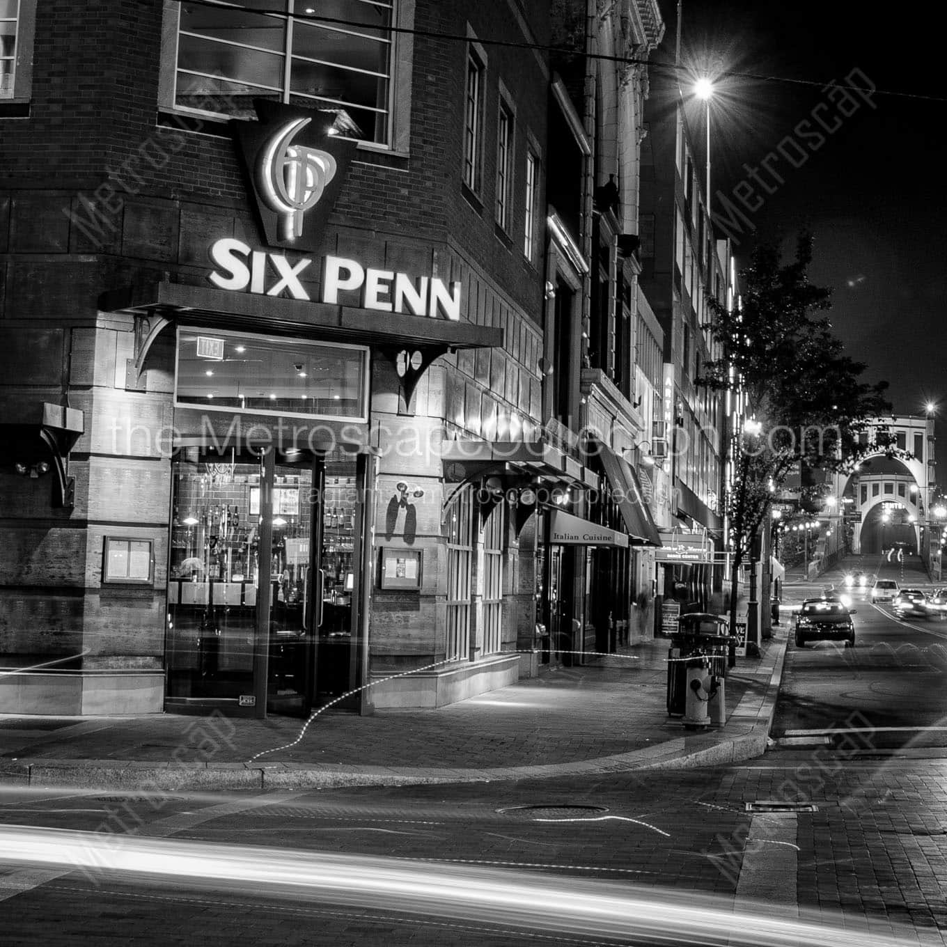 six penn at night Black & White Wall Art