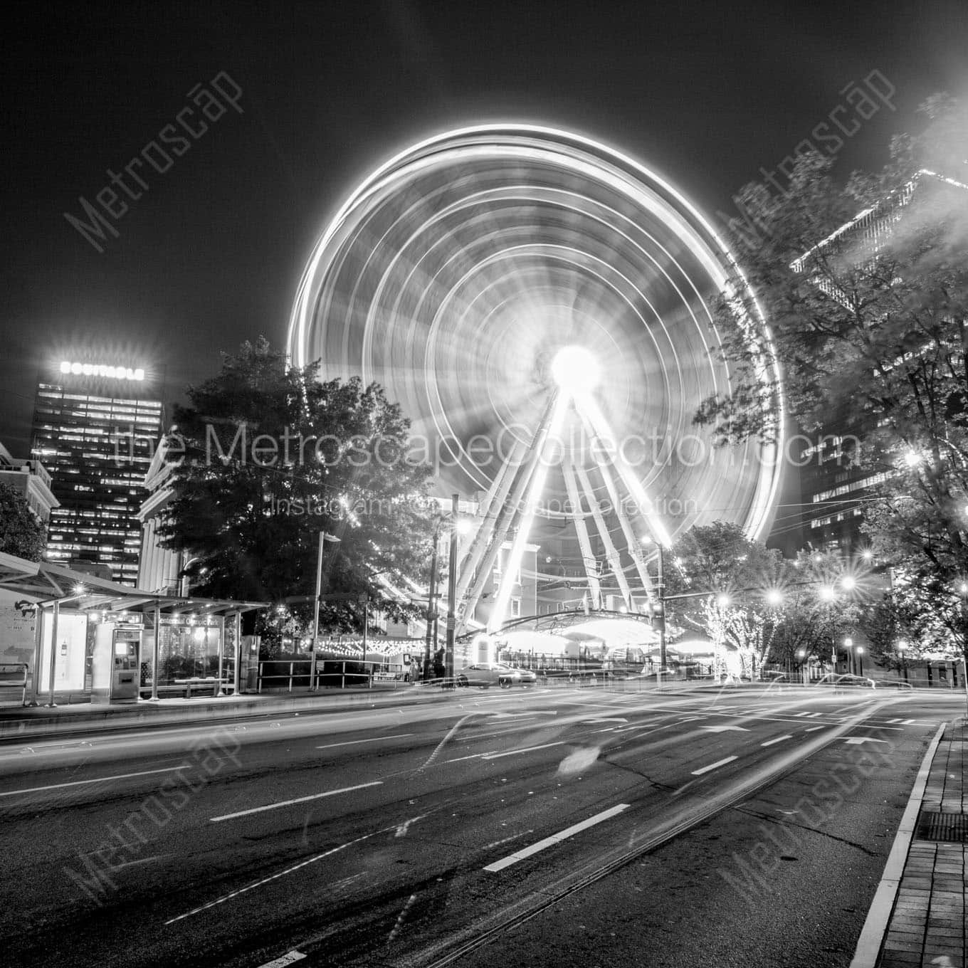 skyview atlanta ferris wheel Black & White Wall Art