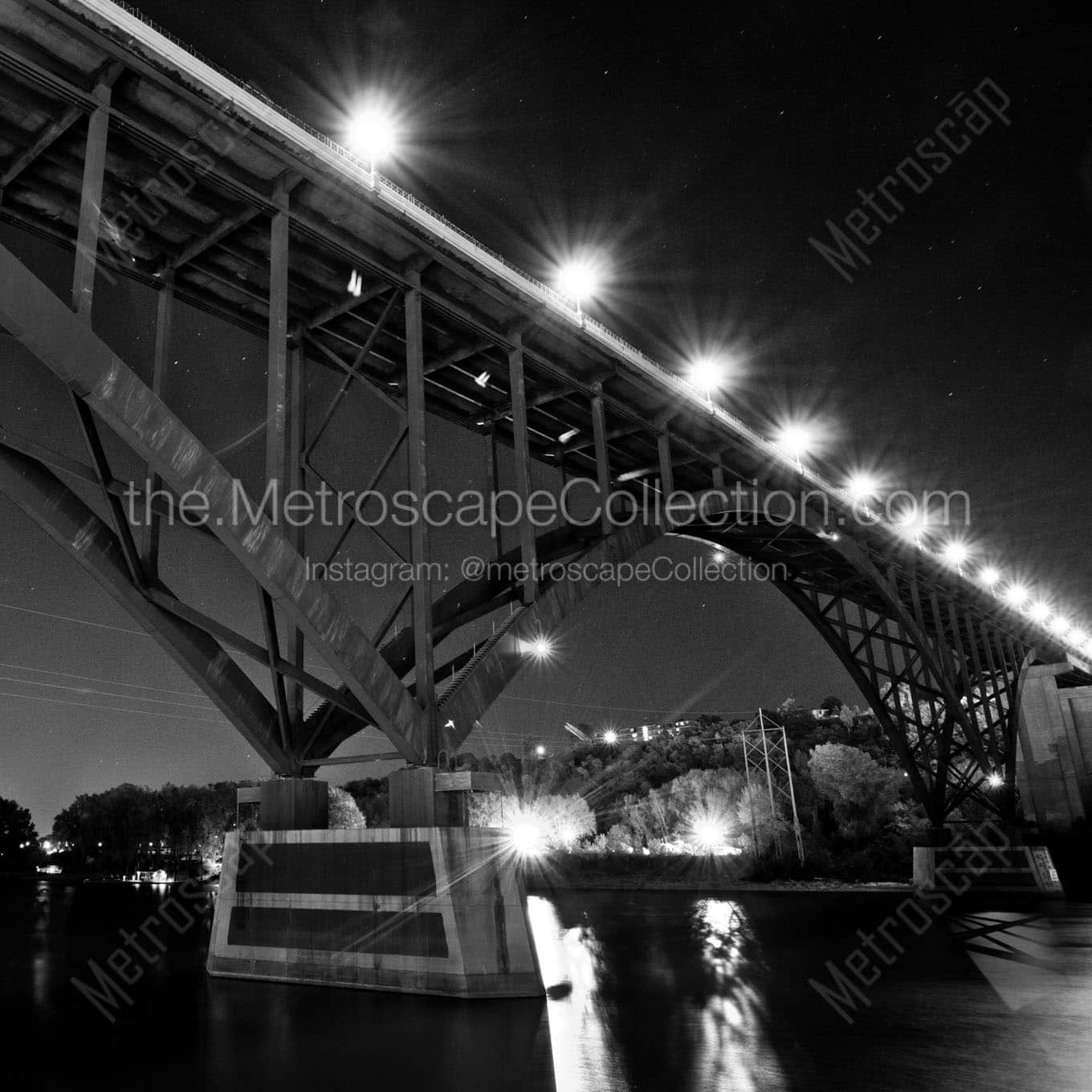 smith high bridge at night Black & White Wall Art