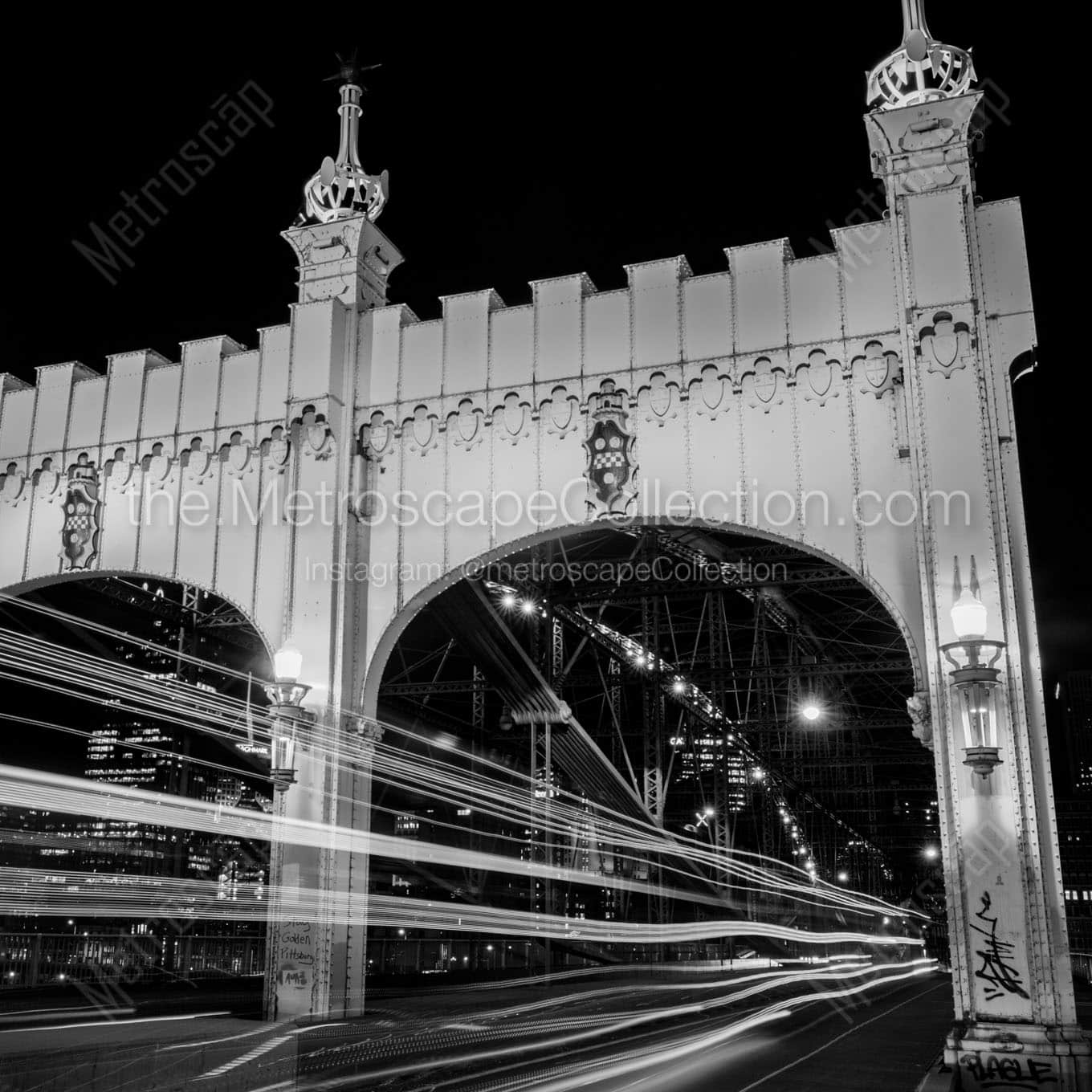 smithfield bridge at night Black & White Wall Art