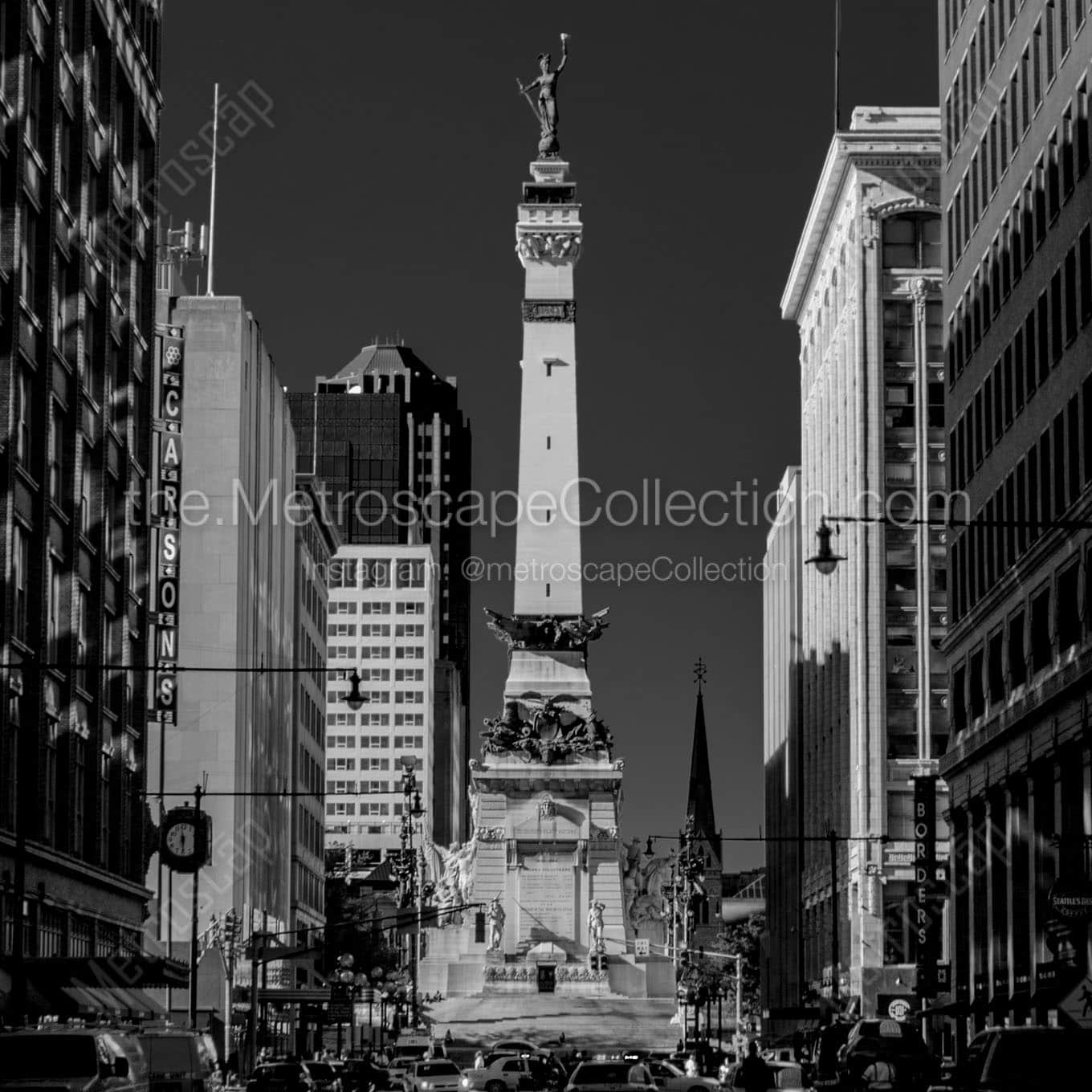 soldiers and sailors monument from meridian street Black & White Wall Art