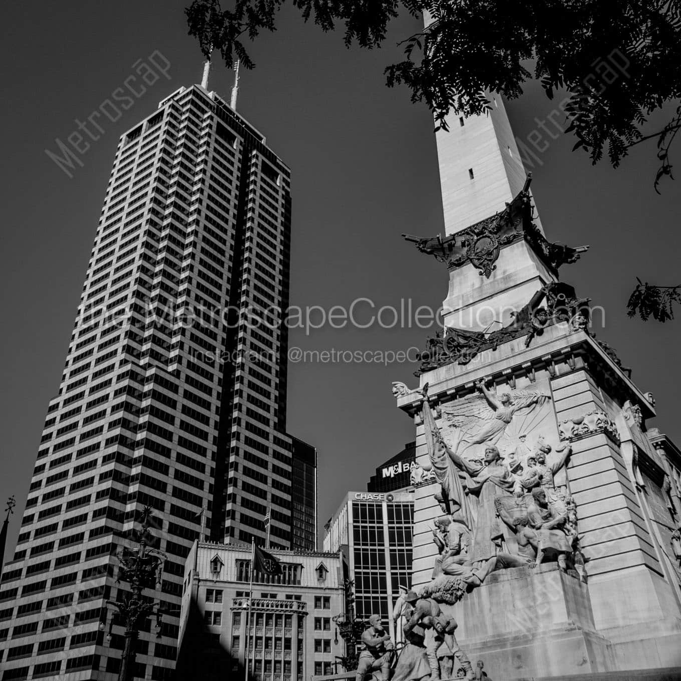 soldiers and sailors monument indianapolis Black & White Wall Art