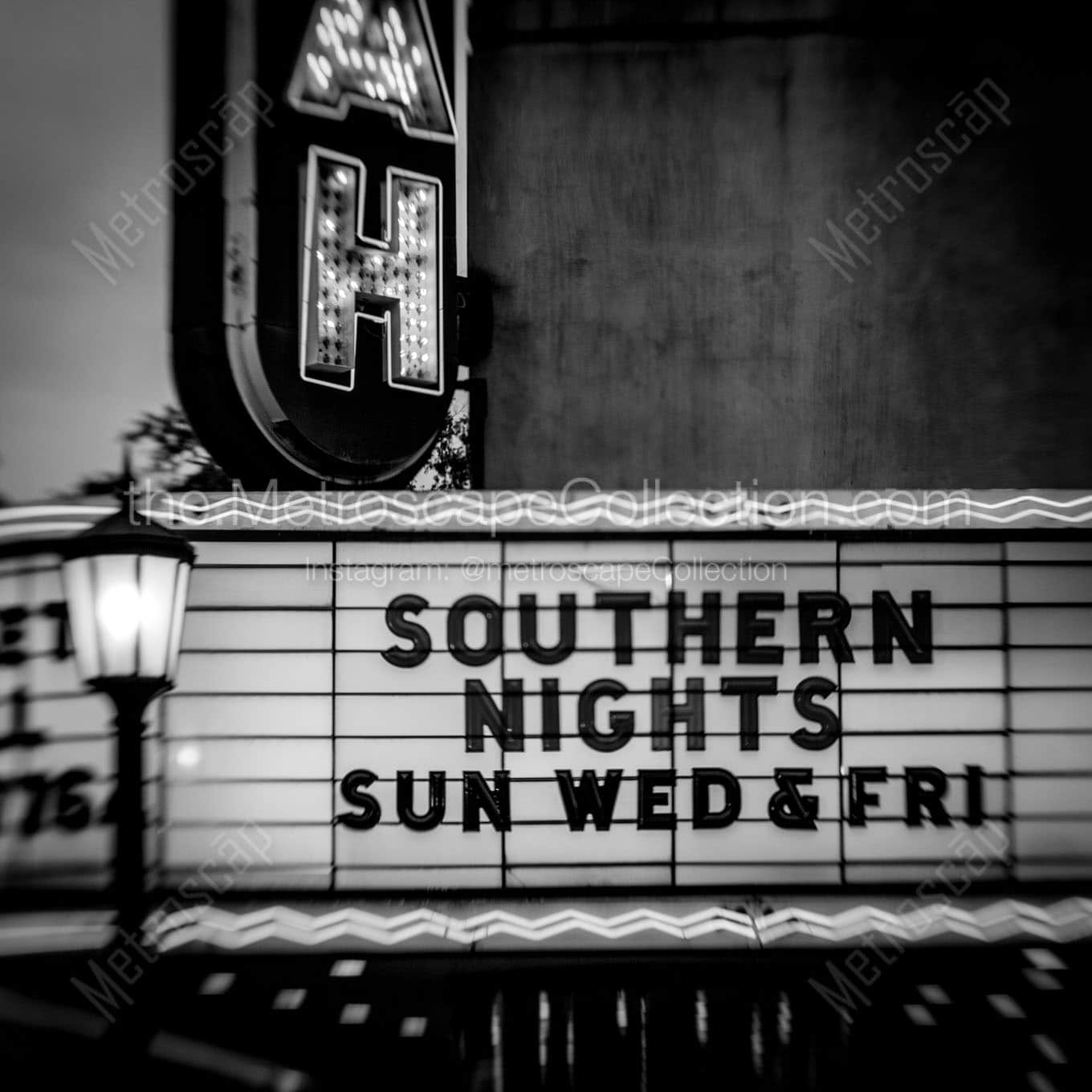 southern nights savannah theater Black & White Wall Art