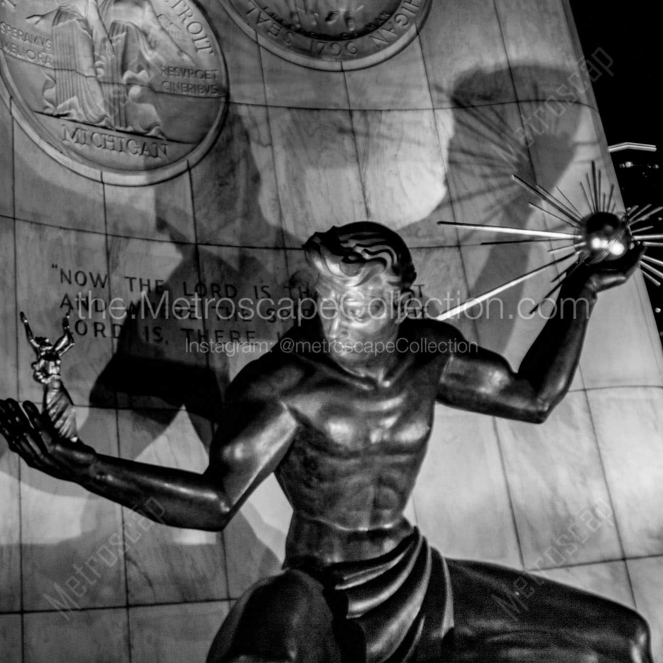 spirit of detroit at night Black & White Wall Art