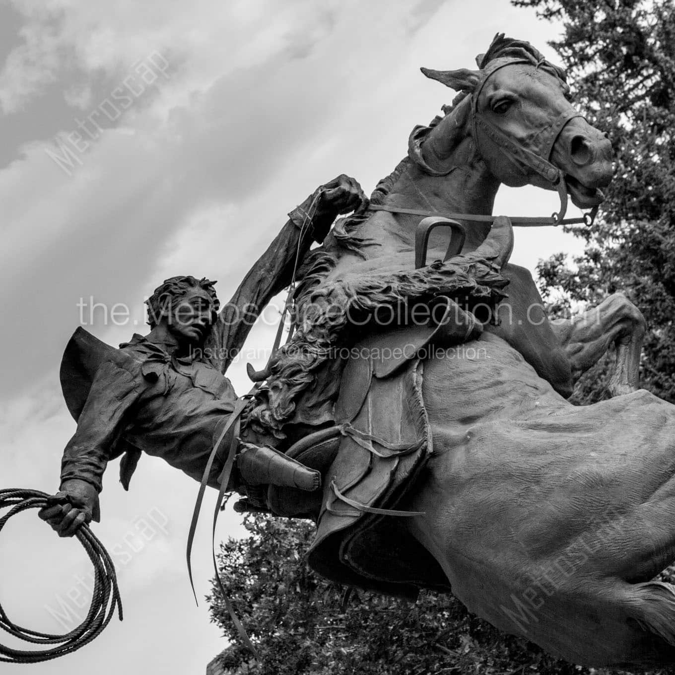 spirit of wyoming statue Black & White Wall Art