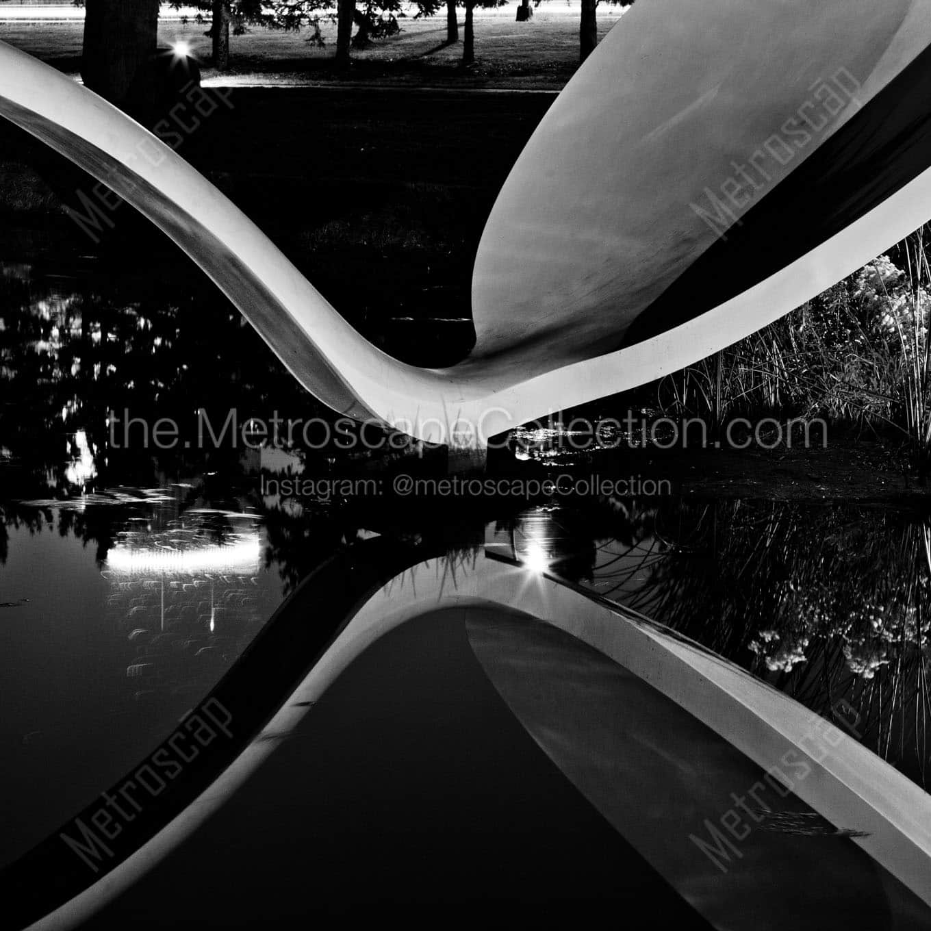 spoonbridge reflection at night Black & White Wall Art