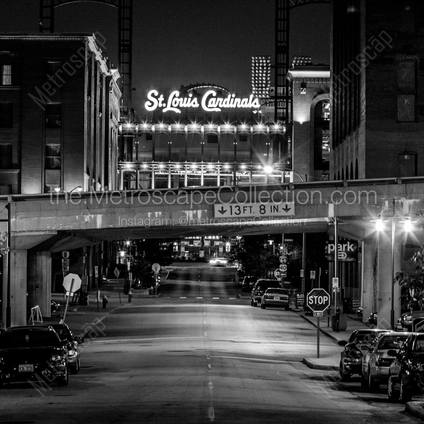 st louis cardinals busch stadium Black & White Wall Art