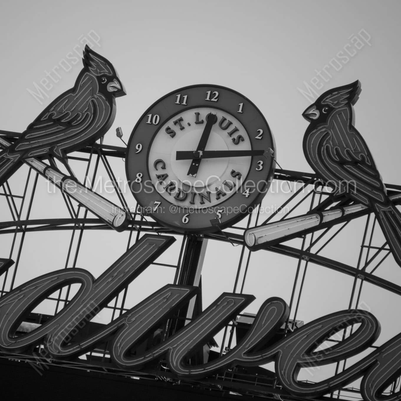 st louis cardinals clock busch stadium Black & White Wall Art