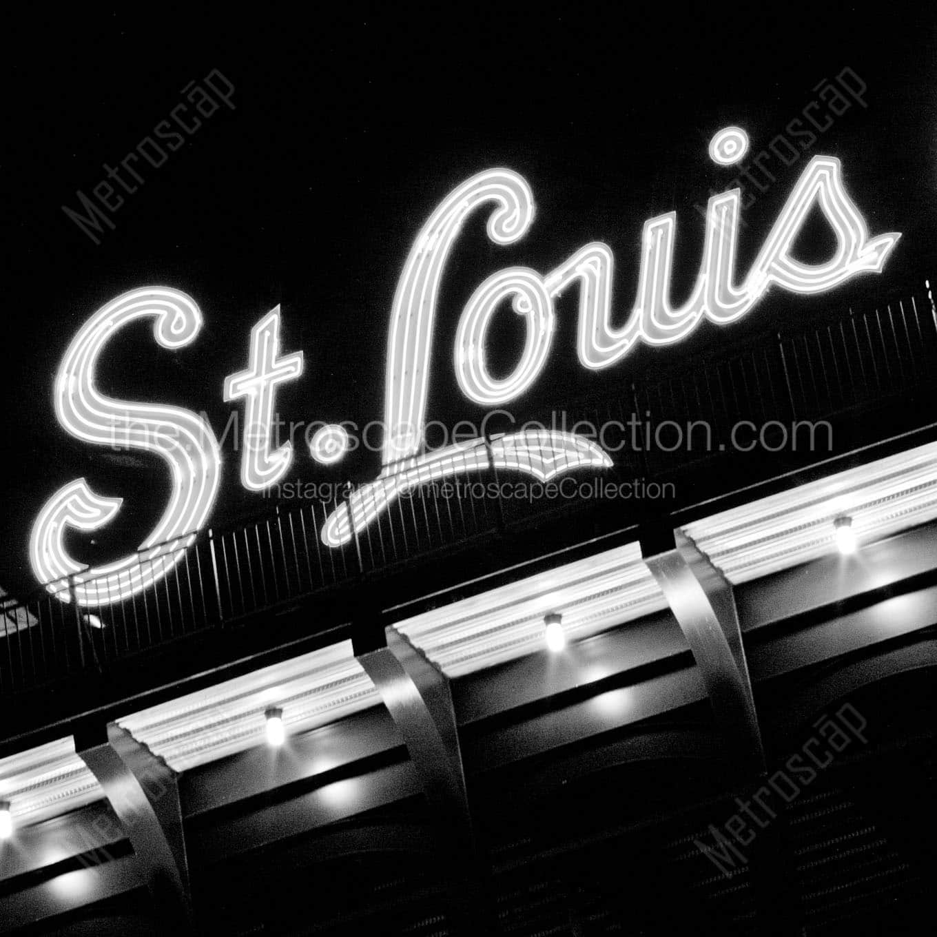 st louis in neon Black & White Wall Art