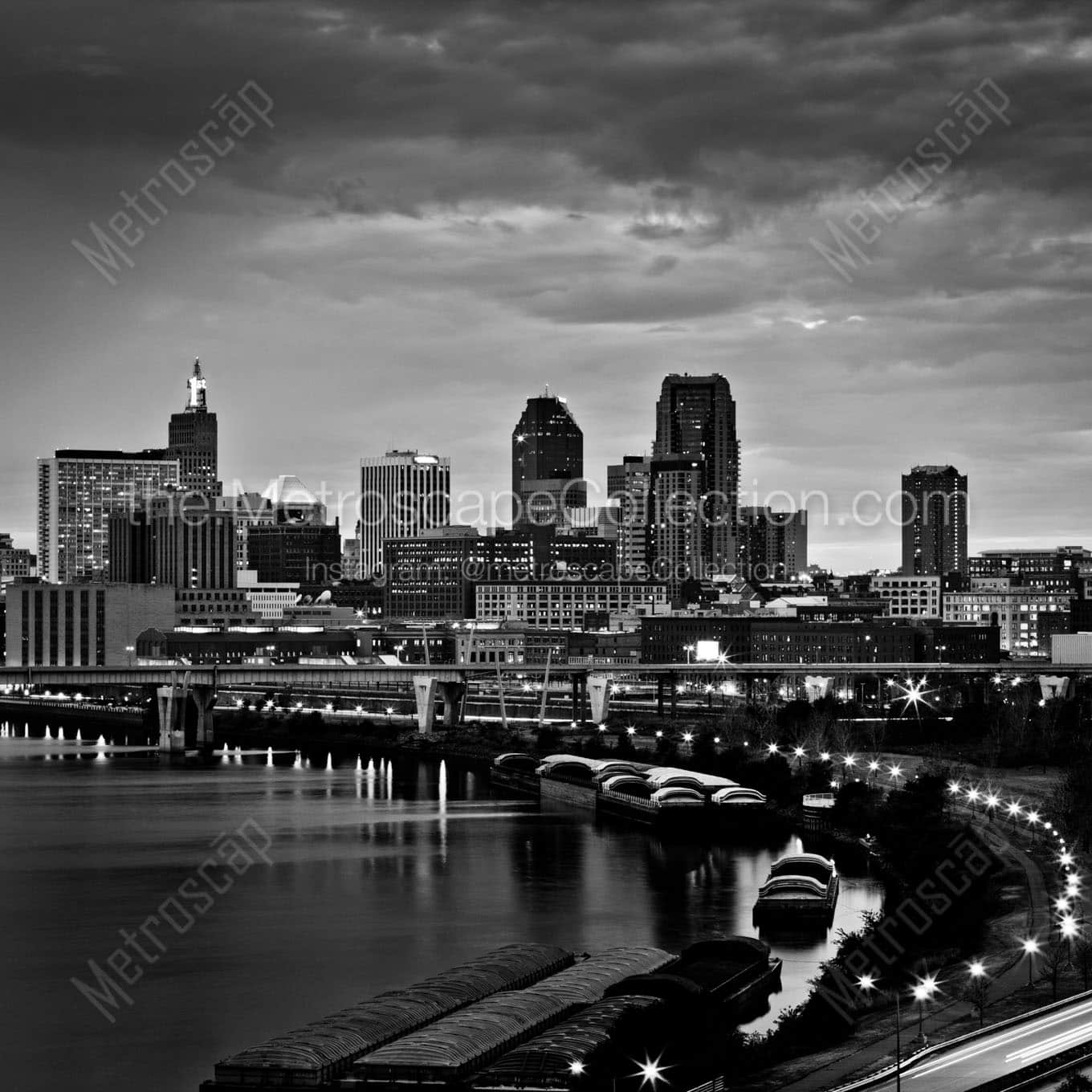 st paul skyline at dusk Black & White Wall Art