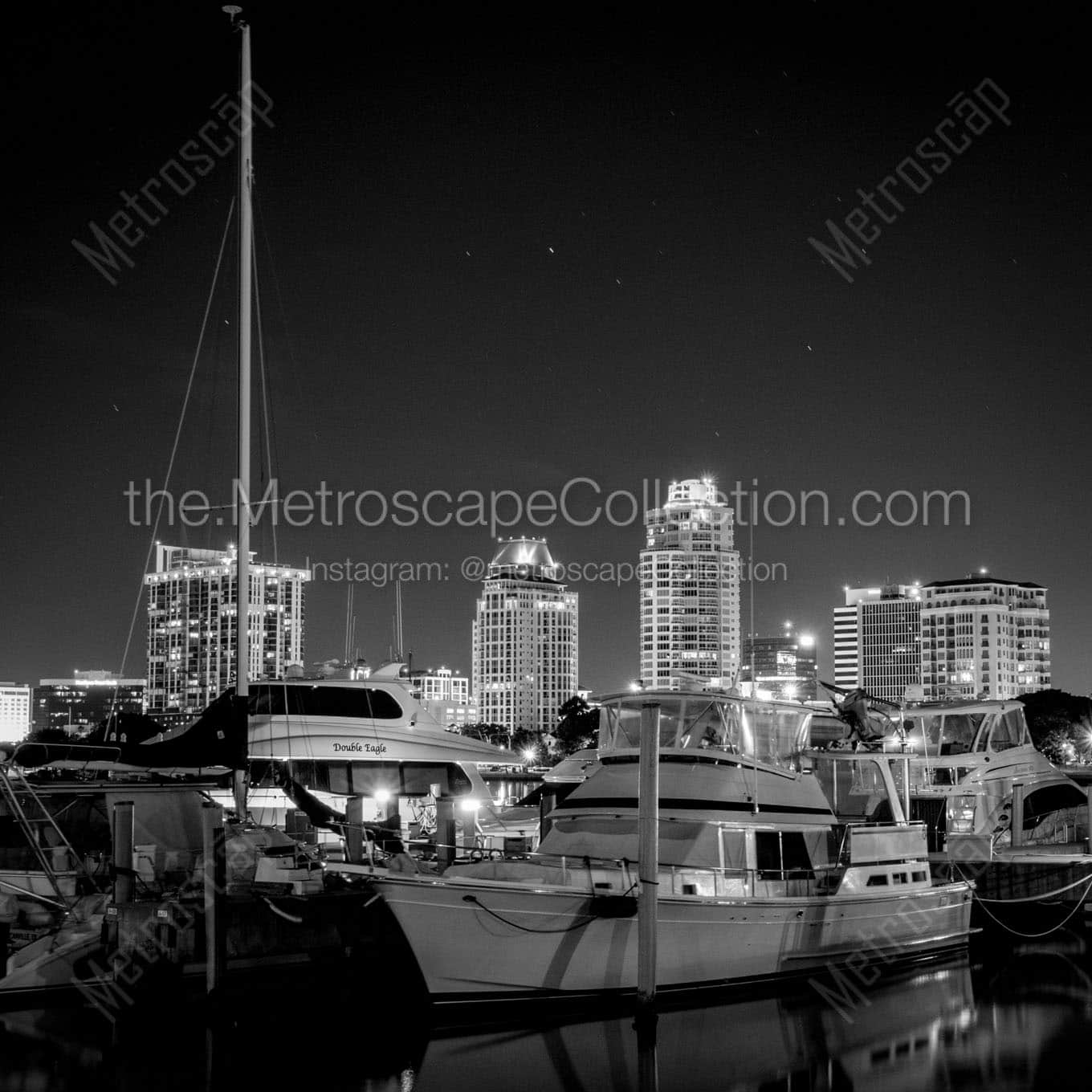 st petersburg skyline and marina Black & White Wall Art