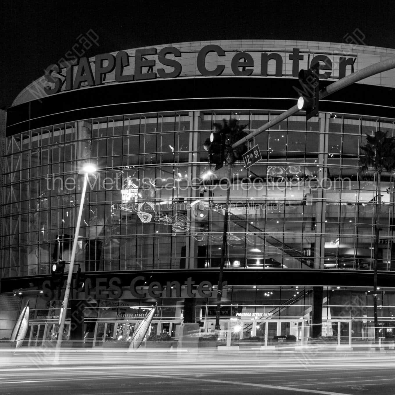 staples center at night Black & White Wall Art