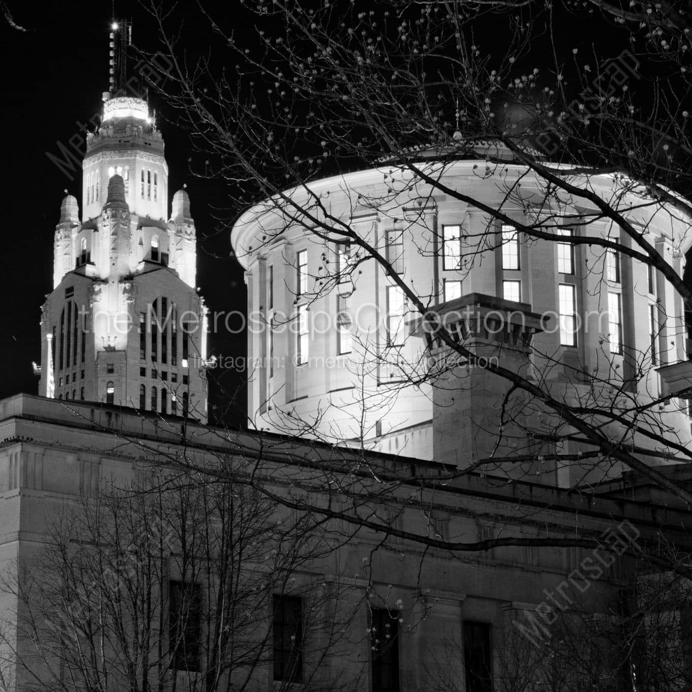 statehouse rotunda top leveque tower Black & White Wall Art