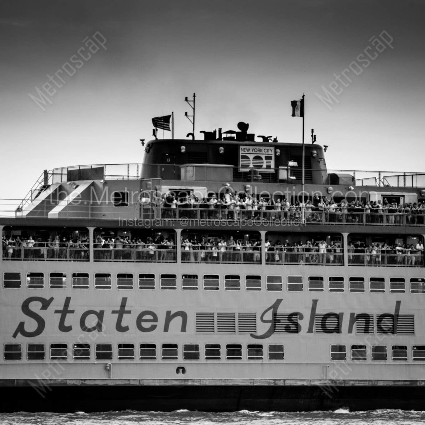 staten island ferry Black & White Wall Art