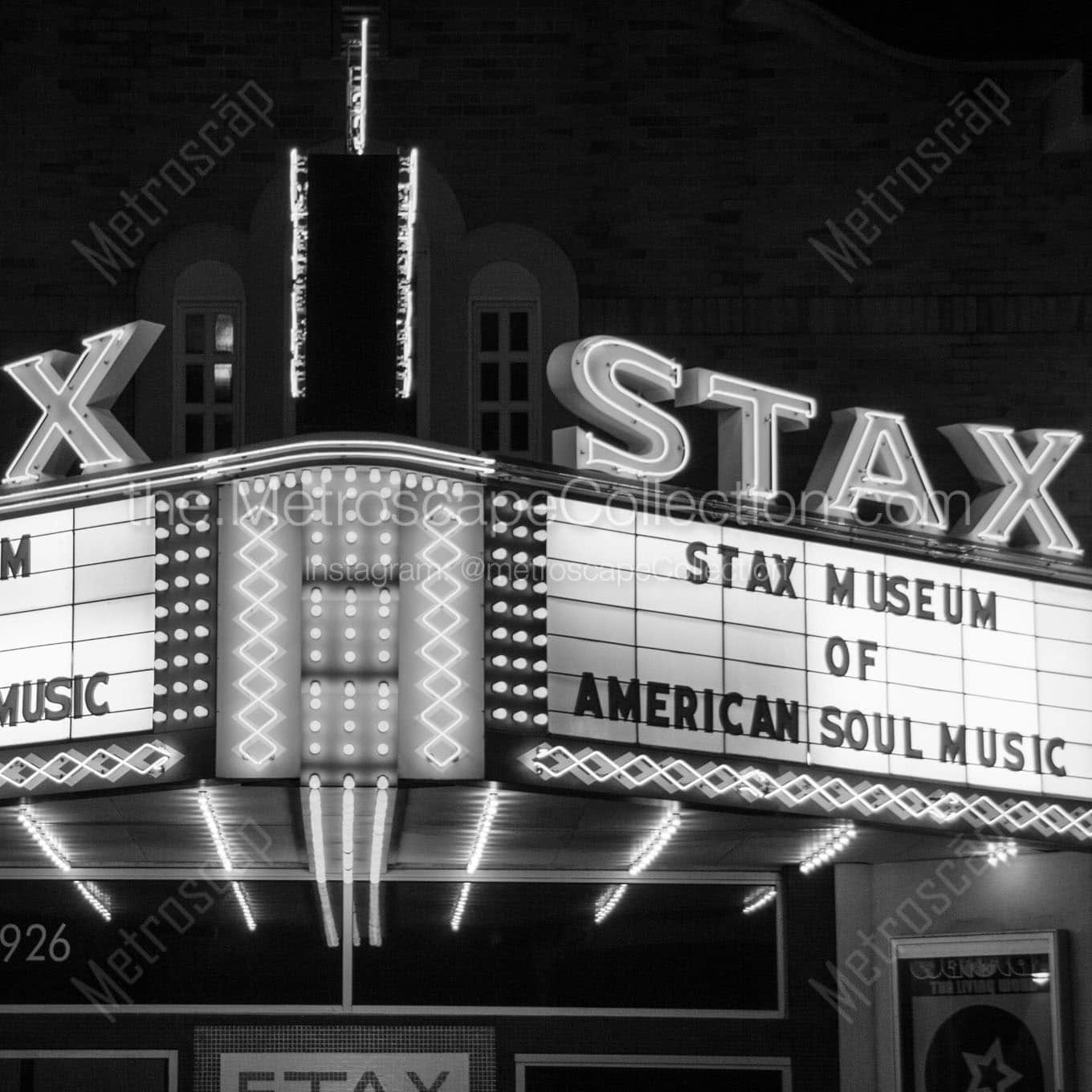 stax museum at night Black & White Wall Art