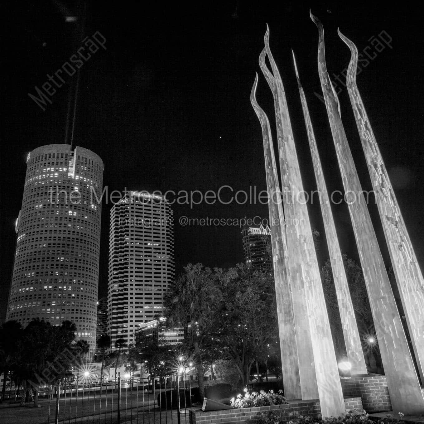 sticks of fire plant museum at night Black & White Wall Art