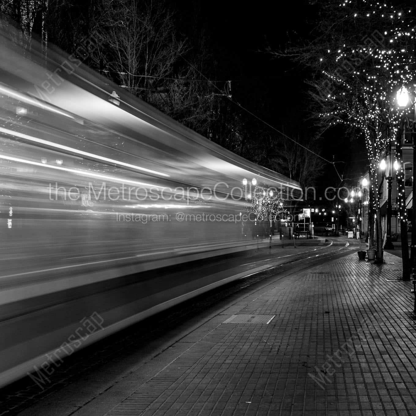 streetcar on yamhill Black & White Wall Art