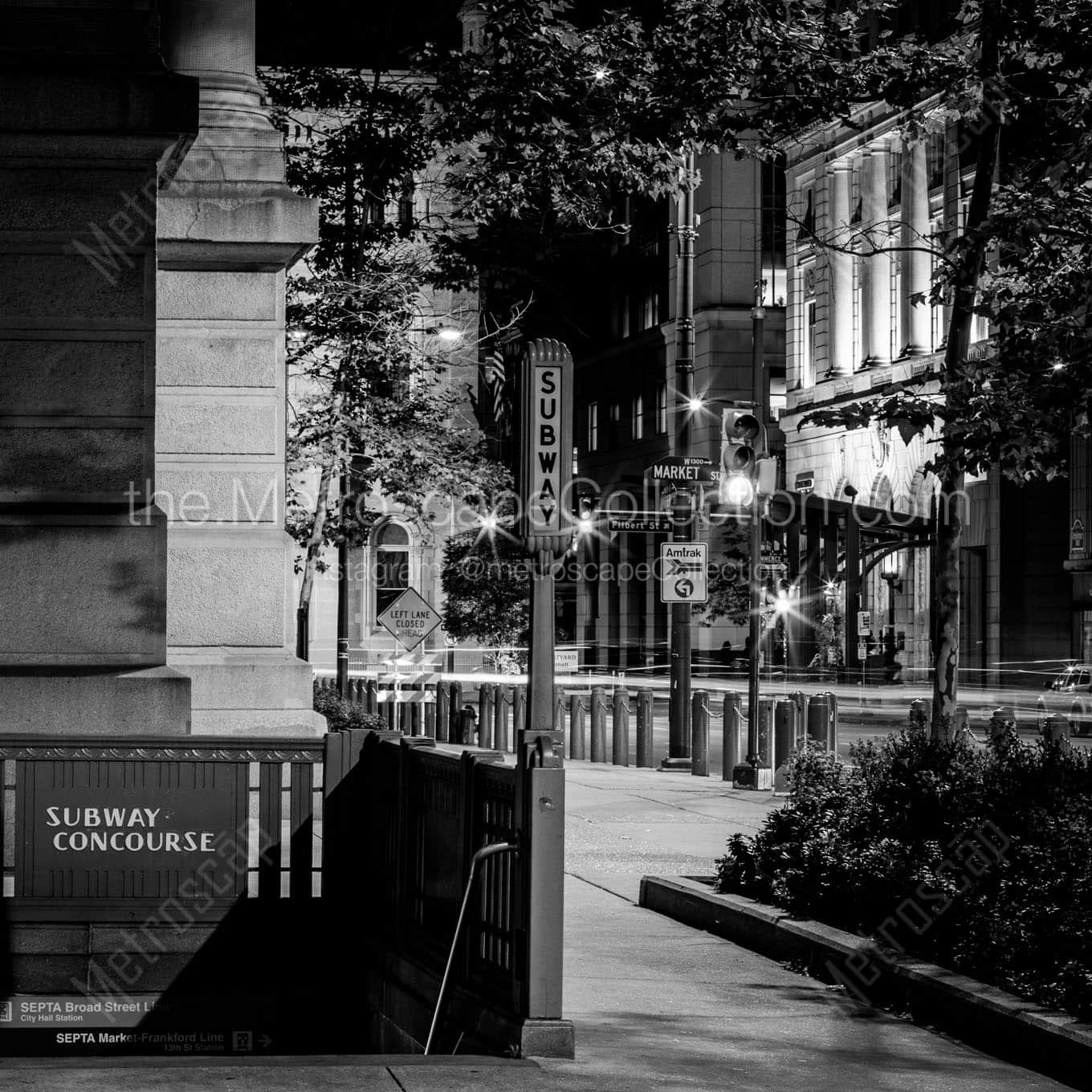 subway stairs east side city hall Black & White Wall Art